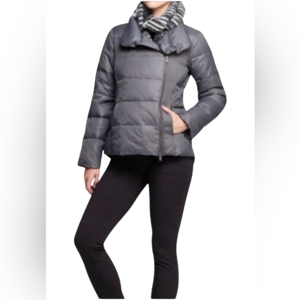 Eileen Fisher Down Quilted Puffer Jacket Gray